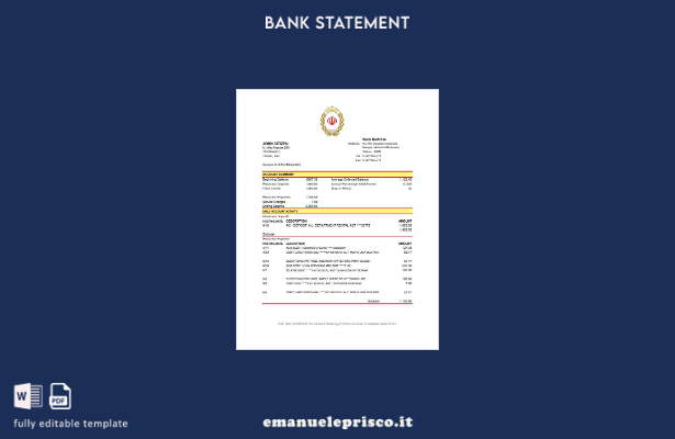 modello Excel di estratto conto bancario Iran Melli in stile verificato